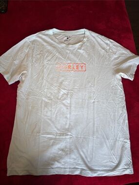 Hurley White Short Sleeve Tee with Neon Orange Logo